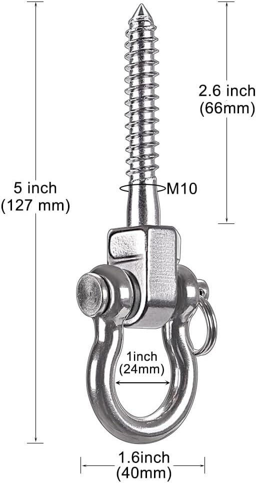 Laad afbeelding in Galerijviewer, Draaibare schommelhaken 4 stuks 12,7 cm van RVS met kogellagers voor houten balken – ophangschroeven – hangmatbevestiging - happygetfit.com
