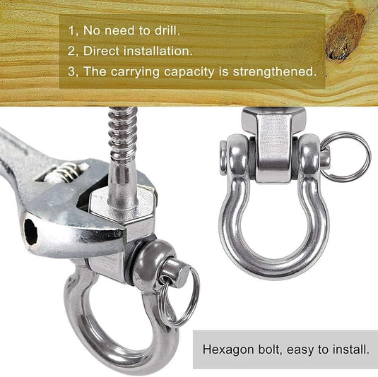 Draaibare schommelhaken 4 stuks 12,7 cm van RVS met kogellagers voor houten balken – ophangschroeven – hangmatbevestiging - happygetfit.com
