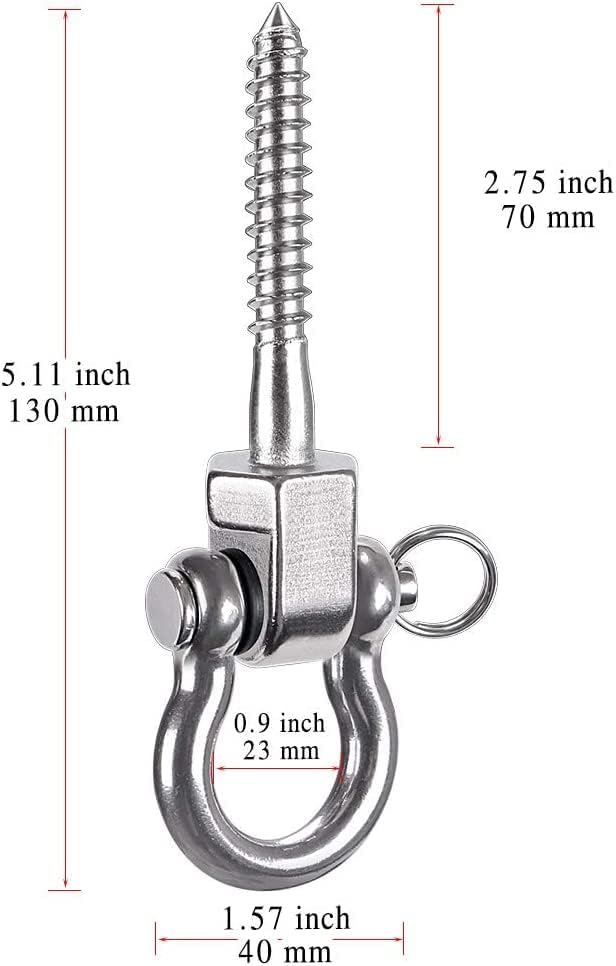 Laad afbeelding in Galerijviewer, Draaibare schommelhaken 4 stuks 12,7 cm van RVS met kogellagers voor houten balken – ophangschroeven – hangmatbevestiging - happygetfit.com
