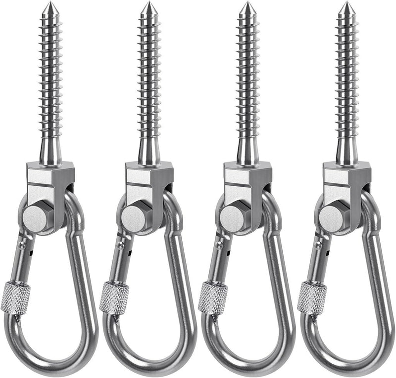 Laad afbeelding in Galerijviewer, Draaibare schommelhaken 4 stuks 12,7 cm van RVS met kogellagers voor houten balken – ophangschroeven – hangmatbevestiging - happygetfit.com
