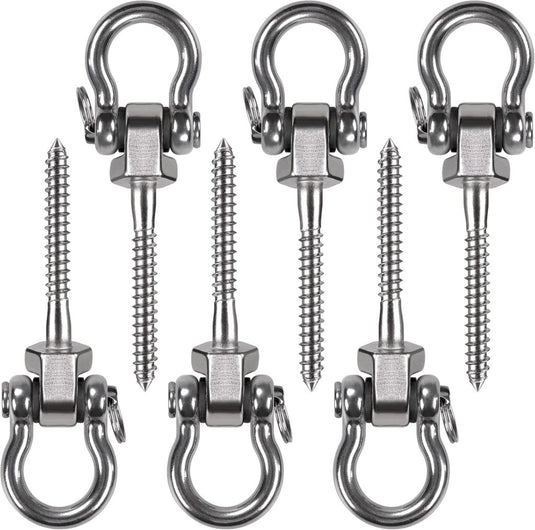 Draaibare schommelhaken 4 stuks 12,7 cm van RVS met kogellagers voor houten balken – ophangschroeven – hangmatbevestiging - happygetfit.com