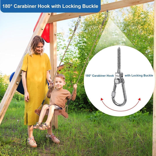 Draaibare schommelhaken 4 stuks 12,7 cm van RVS met kogellagers voor houten balken – ophangschroeven – hangmatbevestiging - happygetfit.com