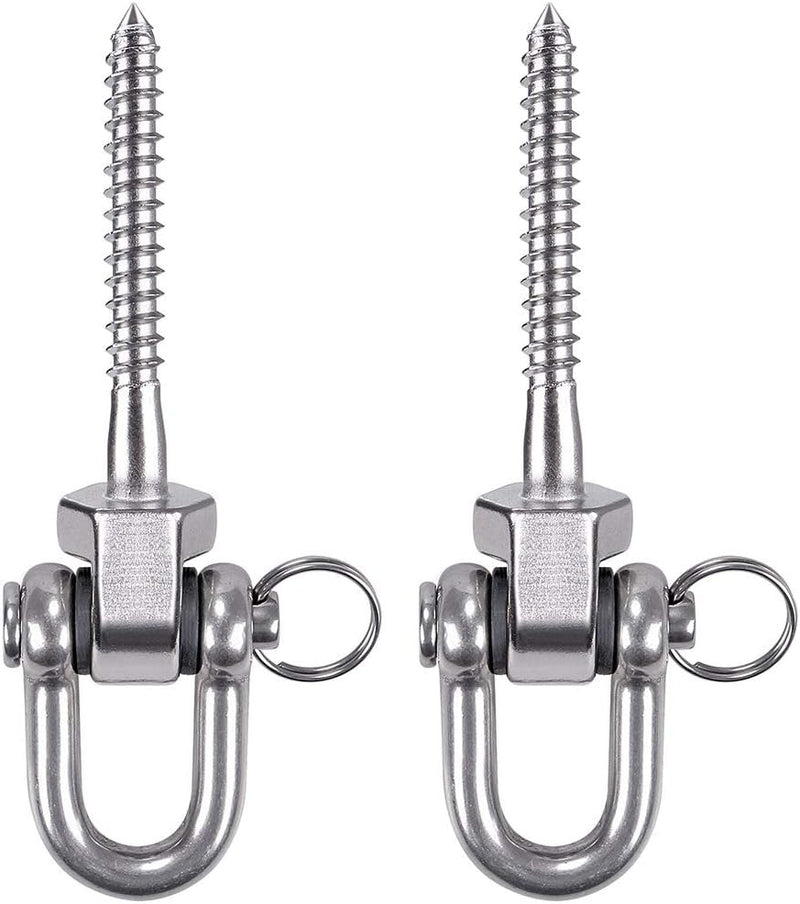 Laad afbeelding in Galerijviewer, Draaibare schommelhaken 4 stuks 12,7 cm van RVS met kogellagers voor houten balken – ophangschroeven – hangmatbevestiging - happygetfit.com
