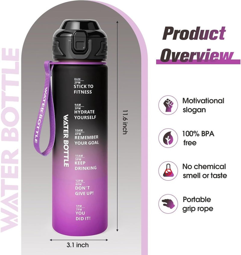 Laden Sie das Bild in Galerie -Viewer, Drinkfles 1 liter van BPA-vrij Tritan met tijdmarkering en lekvrije dop – waterfles – hydratatiefles - happygetfit.com
