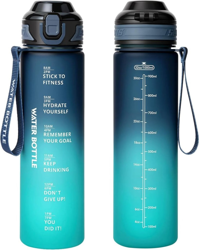 Laden Sie das Bild in Galerie -Viewer, Drinkfles 1 liter van BPA-vrij Tritan met tijdmarkering en lekvrije dop – waterfles – hydratatiefles - happygetfit.com
