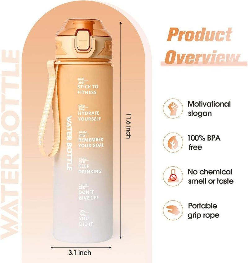 Laden Sie das Bild in Galerie -Viewer, Drinkfles 1 liter van BPA-vrij Tritan met tijdmarkering en lekvrije dop – waterfles – hydratatiefles - happygetfit.com
