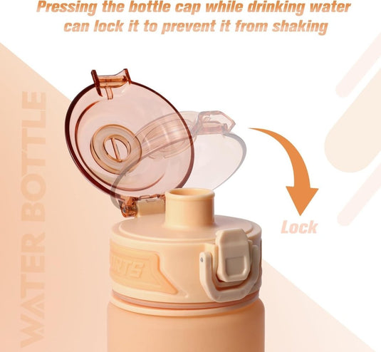 Drinkfles 1 liter van BPA-vrij Tritan met tijdmarkering en lekvrije dop – waterfles – hydratatiefles - happygetfit.com