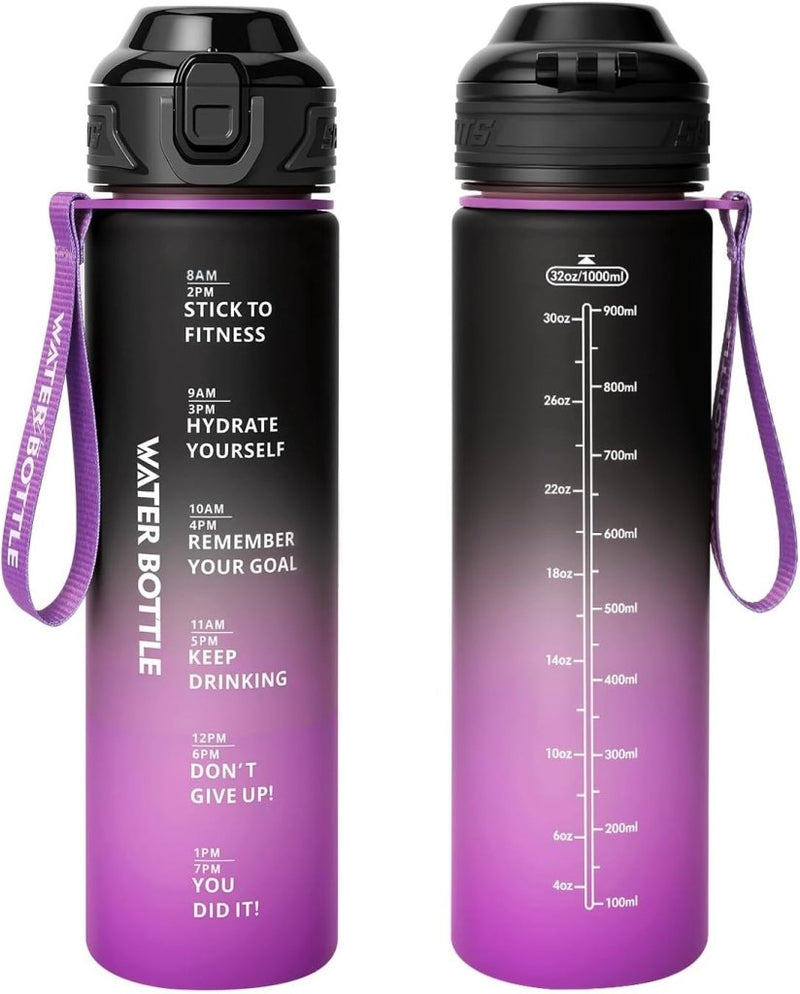 Laden Sie das Bild in Galerie -Viewer, Drinkfles 1 liter van BPA-vrij Tritan met tijdmarkering en lekvrije dop – waterfles – hydratatiefles - happygetfit.com
