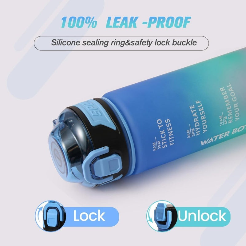 Laden Sie das Bild in Galerie -Viewer, Drinkfles 1 liter van BPA-vrij Tritan met tijdmarkering en lekvrije dop – waterfles – hydratatiefles - happygetfit.com
