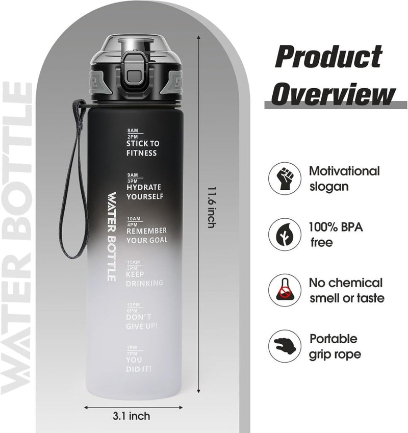 Laden Sie das Bild in Galerie -Viewer, Drinkfles 1 liter van BPA-vrij Tritan met tijdmarkering en lekvrije dop – waterfles – hydratatiefles - happygetfit.com
