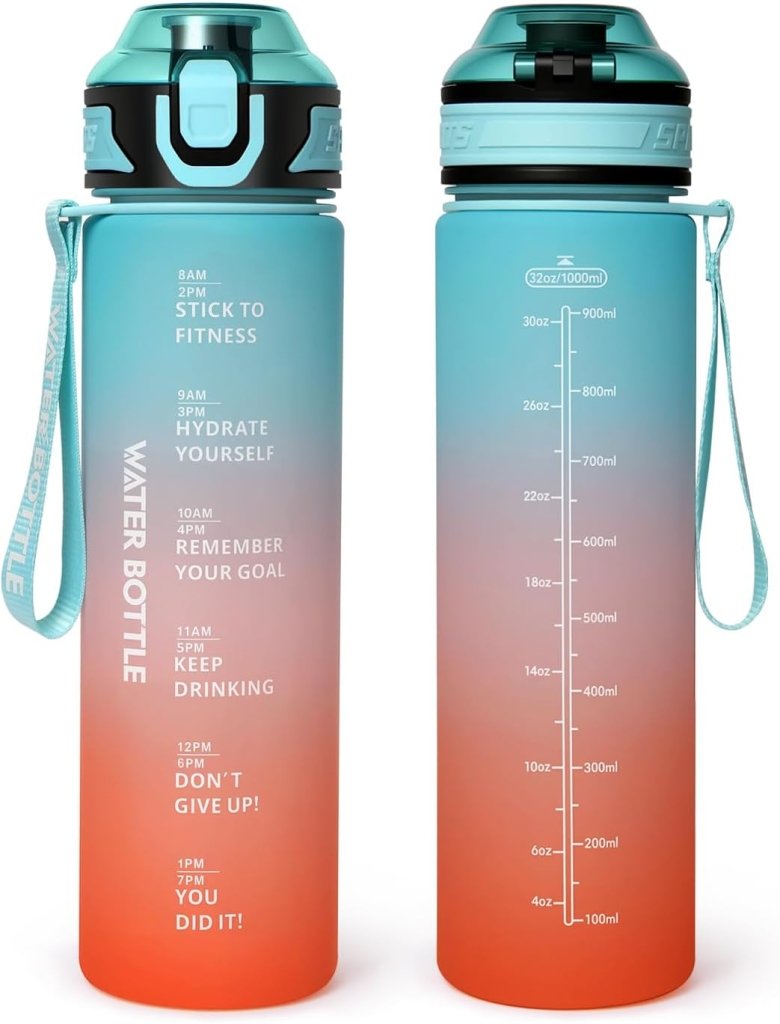 Laden Sie das Bild in Galerie -Viewer, Drinkfles 1 liter van BPA-vrij Tritan met tijdmarkering en lekvrije dop – waterfles – hydratatiefles - happygetfit.com
