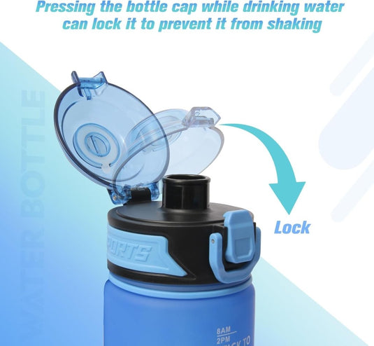 Drinkfles 1 liter van BPA-vrij Tritan met tijdmarkering en lekvrije dop – waterfles – hydratatiefles - happygetfit.com