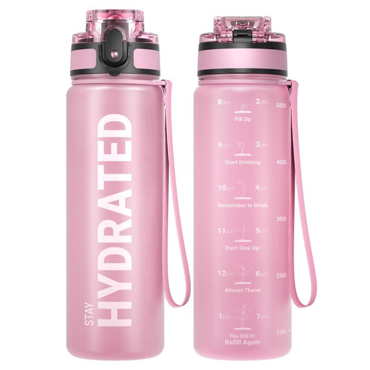 Drinkfles 750 ml BPA-vrij met tijdmarkeringen en lekvrije dop – waterfles – sportfles - happygetfit.com