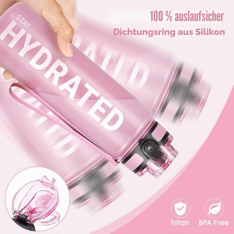 Chargez l'image dans la visionneuse de la galerie, Drinkfles 750 ml BPA-vrij met tijdmarkeringen en lekvrije dop – waterfles – sportfles - happygetfit.com
