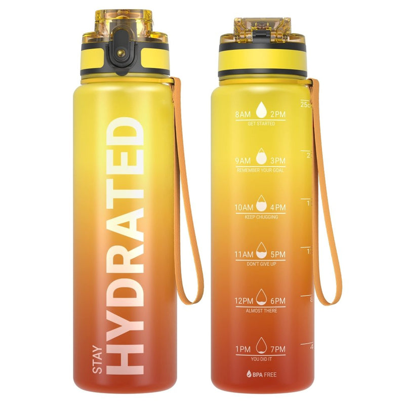 Chargez l'image dans la visionneuse de la galerie, Drinkfles 750 ml BPA-vrij met tijdmarkeringen en lekvrije dop – waterfles – sportfles - happygetfit.com
