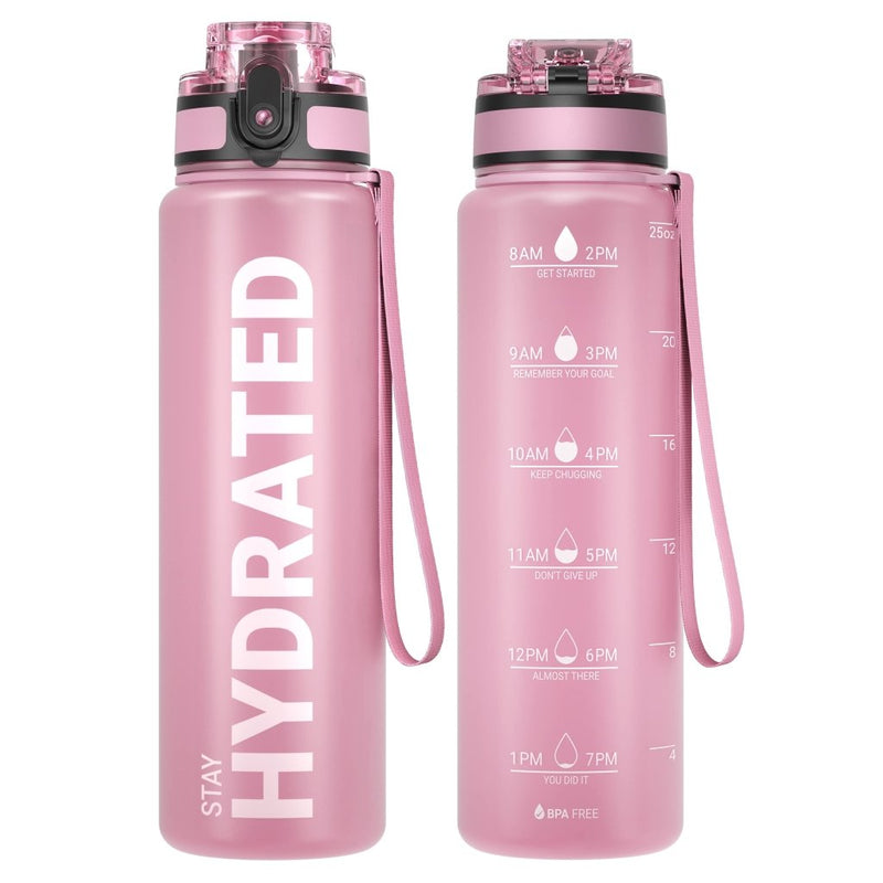 Chargez l'image dans la visionneuse de la galerie, Drinkfles 750 ml BPA-vrij met tijdmarkeringen en lekvrije dop – waterfles – sportfles - happygetfit.com
