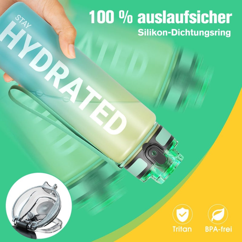 Chargez l'image dans la visionneuse de la galerie, Drinkfles 750 ml BPA-vrij met tijdmarkeringen en lekvrije dop – waterfles – sportfles - happygetfit.com
