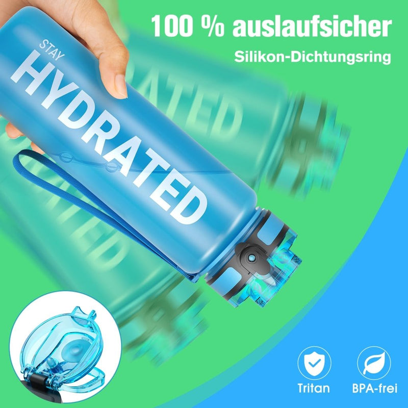 Chargez l'image dans la visionneuse de la galerie, Drinkfles 750 ml BPA-vrij met tijdmarkeringen en lekvrije dop – waterfles – sportfles - happygetfit.com
