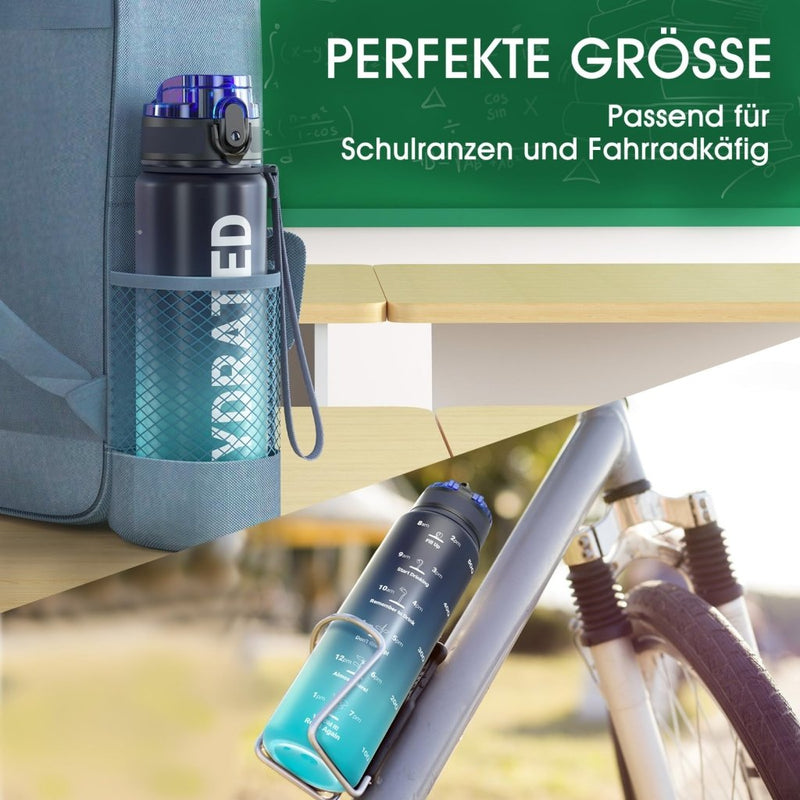 Chargez l'image dans la visionneuse de la galerie, Drinkfles 750 ml BPA-vrij met tijdmarkeringen en lekvrije dop – waterfles – sportfles - happygetfit.com
