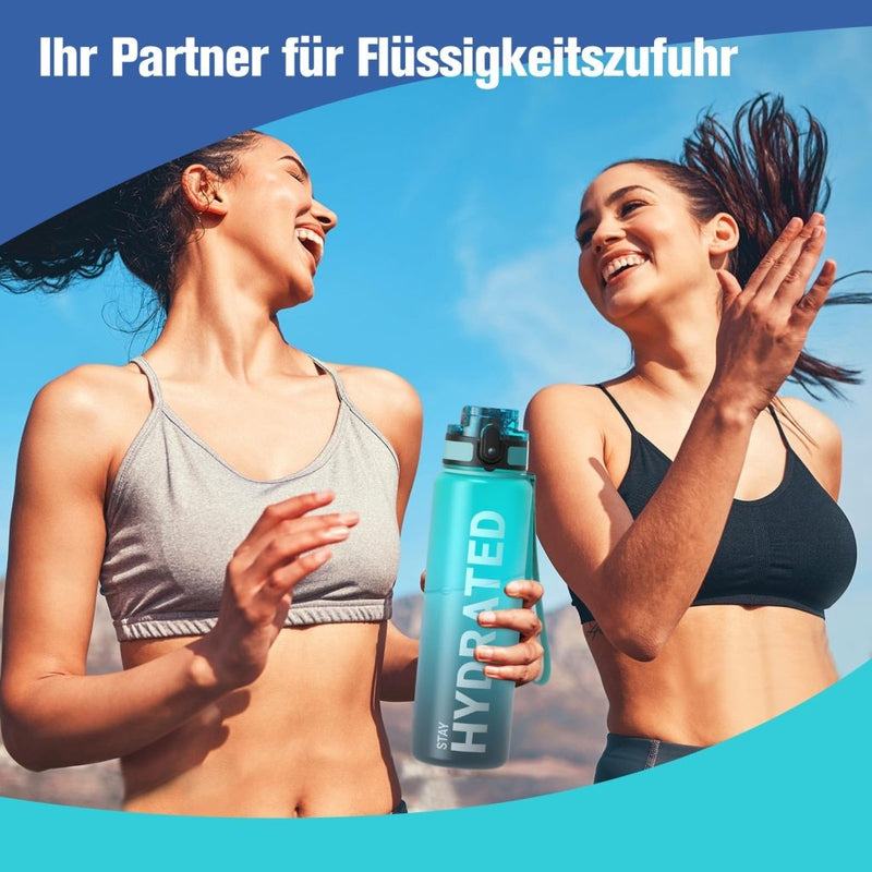 Chargez l'image dans la visionneuse de la galerie, Drinkfles 750 ml BPA-vrij met tijdmarkeringen en lekvrije dop – waterfles – sportfles - happygetfit.com
