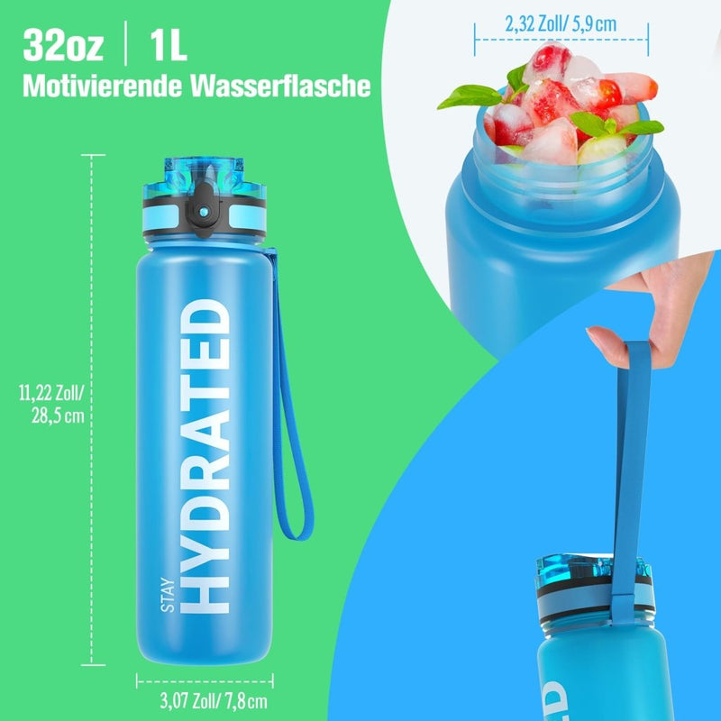 Chargez l'image dans la visionneuse de la galerie, Drinkfles 750 ml BPA-vrij met tijdmarkeringen en lekvrije dop – waterfles – sportfles - happygetfit.com
