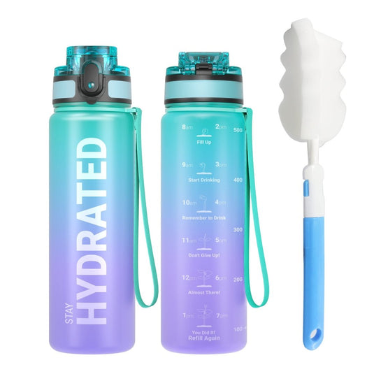 Drinkfles 750 ml BPA-vrij met tijdmarkeringen en lekvrije dop – waterfles – sportfles - happygetfit.com