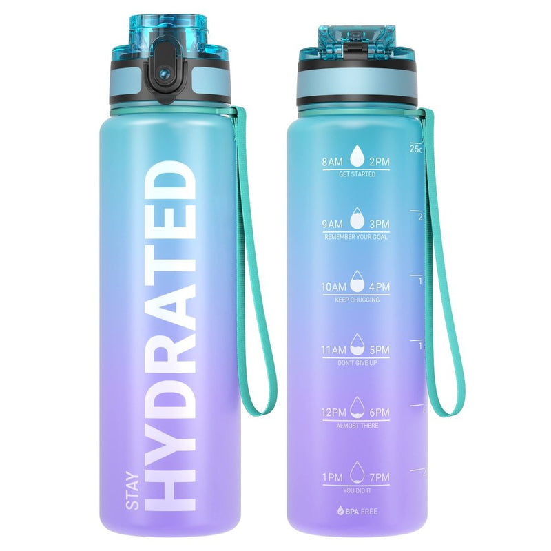 Chargez l'image dans la visionneuse de la galerie, Drinkfles 750 ml BPA-vrij met tijdmarkeringen en lekvrije dop – waterfles – sportfles - happygetfit.com

