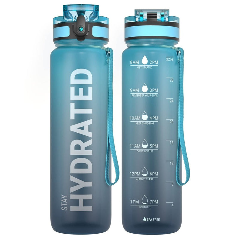 Chargez l'image dans la visionneuse de la galerie, Drinkfles 750 ml BPA-vrij met tijdmarkeringen en lekvrije dop – waterfles – sportfles - happygetfit.com
