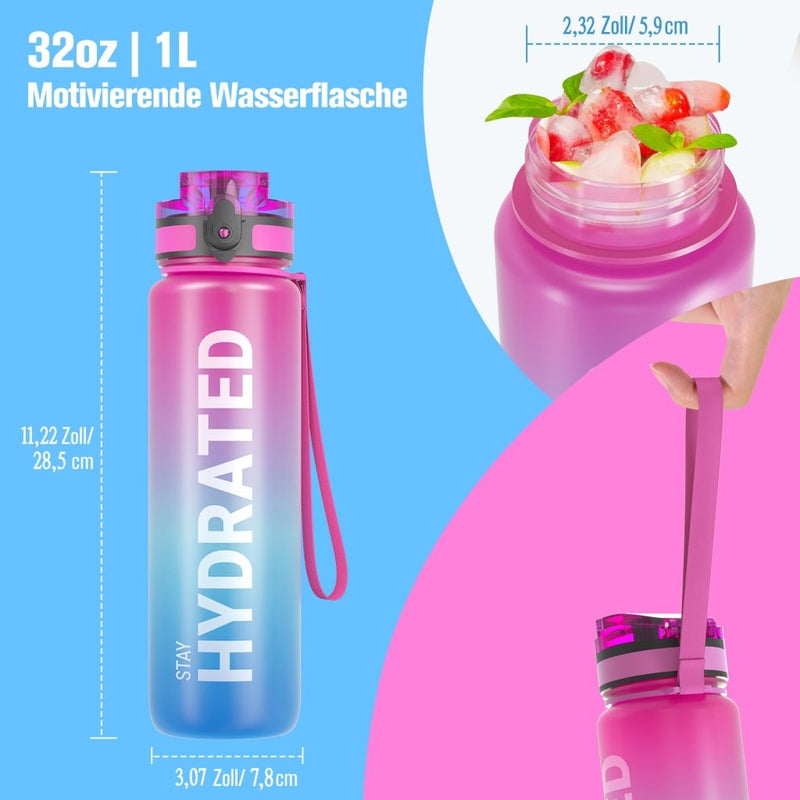Chargez l'image dans la visionneuse de la galerie, Drinkfles 750 ml BPA-vrij met tijdmarkeringen en lekvrije dop – waterfles – sportfles - happygetfit.com
