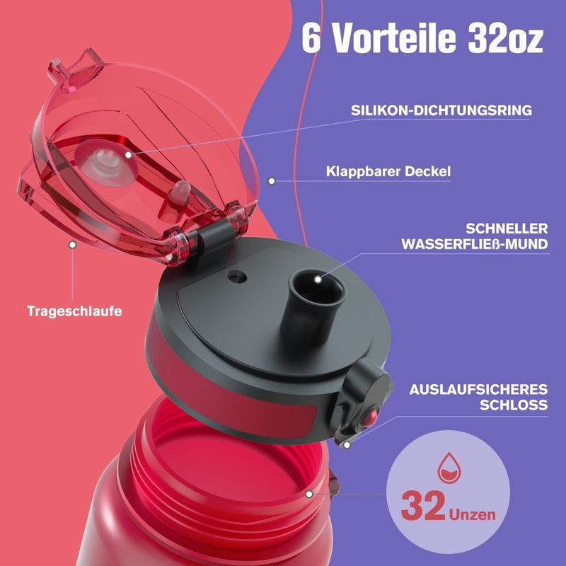 Chargez l'image dans la visionneuse de la galerie, Drinkfles 750 ml BPA-vrij met tijdmarkeringen en lekvrije dop – waterfles – sportfles - happygetfit.com
