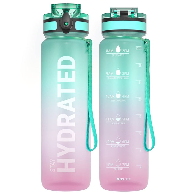 Chargez l'image dans la visionneuse de la galerie, Drinkfles 750 ml BPA-vrij met tijdmarkeringen en lekvrije dop – waterfles – sportfles - happygetfit.com
