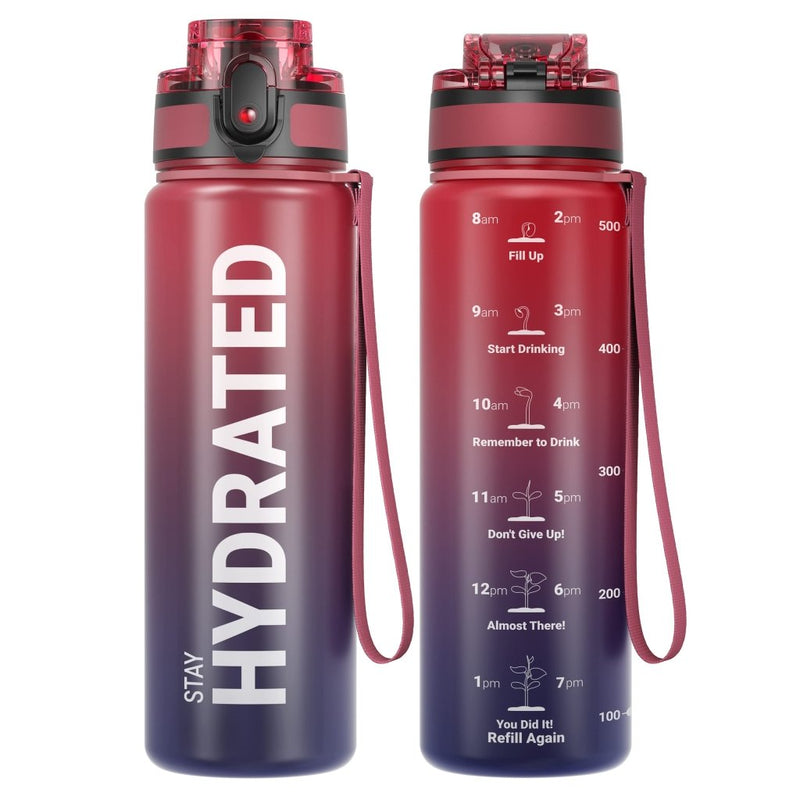 Chargez l'image dans la visionneuse de la galerie, Drinkfles 750 ml BPA-vrij met tijdmarkeringen en lekvrije dop – waterfles – sportfles - happygetfit.com
