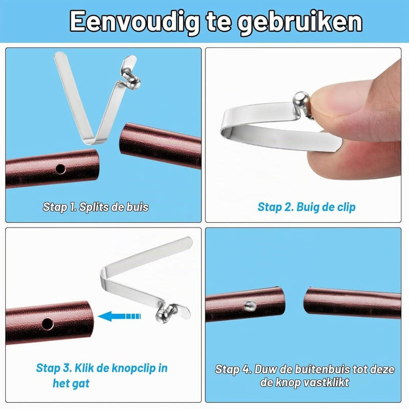 Laad afbeelding in Galerijviewer, Drukknop veerclips 6 stuks 10,5 x 7,5 mm van staal – buisclips – kajak camping accessoires - happygetfit.com
