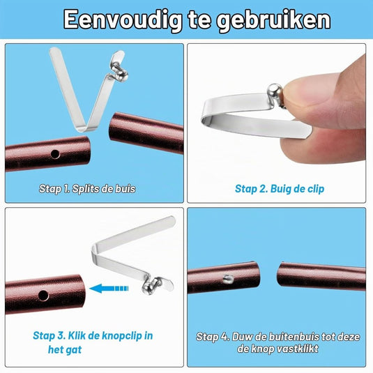 Drukknop veerclips 6 stuks 10,5 x 7,5 mm van staal – buisclips – kajak camping accessoires - happygetfit.com