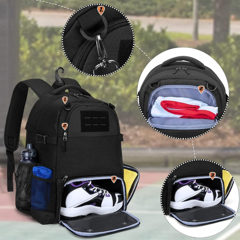 Laad afbeelding in Galerijviewer, DSLEAF Basketbalrugzak voor jongeren, voetbaltas met apart geventileerd schoenvak voor basketbal, voetbal, volleybal training - happygetfit.com
