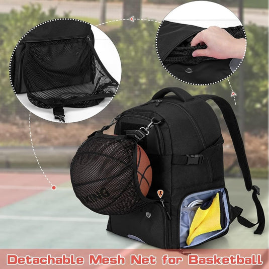 DSLEAF Basketbalrugzak voor jongeren, voetbaltas met apart geventileerd schoenvak voor basketbal, voetbal, volleybal training - happygetfit.com