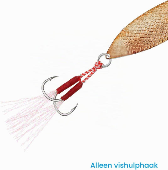 Dubbele assist vishaken 5 stuks maat 13 met glow draad – jigging haken – visaccessoires - happygetfit.com