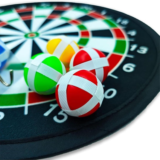 Dubbelzijdig kinderdartbord 66 cm met klittenballen en dierenmotief – dartspel – mikspel - happygetfit.com