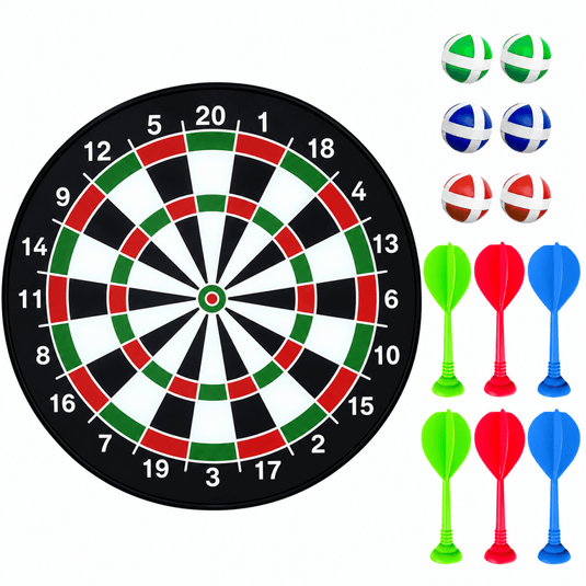 Dubbelzijdig kinderdartbord 66 cm met klittenballen en dierenmotief – dartspel – mikspel - happygetfit.com