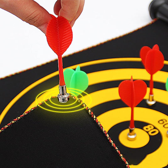 Dubbelzijdig magnetisch dartbord met 6 veilige dartpijlen en 2 ophanghaken – magneetdarts – mikspel - happygetfit.com