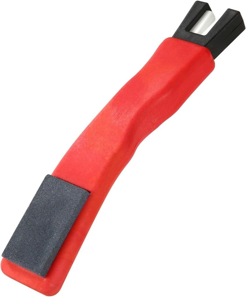 Laden Sie das Bild in Galerie -Viewer, Dubbelzijdige schaatsslijper rood met keramische V-groef - happygetfit.com
