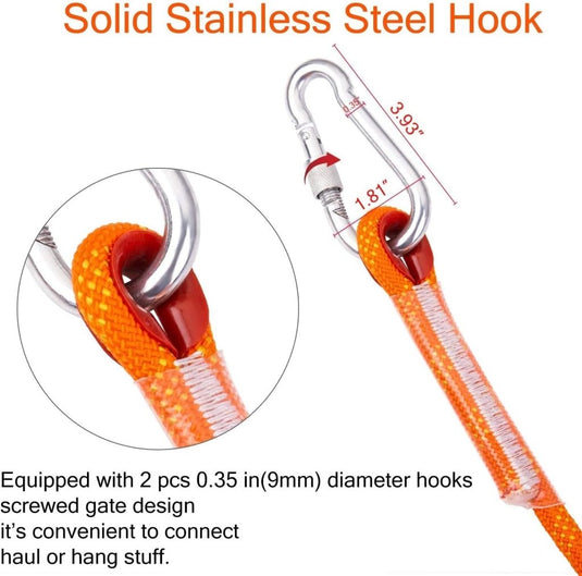 Dynamisch klimtouw 10 m x 10,5 mm – met 2 karabijnhaken en sneldrogende handdoek - happygetfit.com