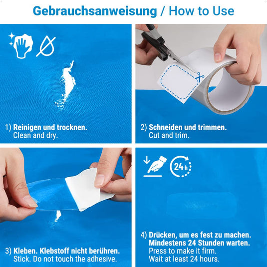 ecooe Reparatietape voor tenten, 8 cm x 5 m, reparatietape, professioneel, waterdicht, transparant, voor het repareren van luifels, tent, pvc-coating, paviljoen, vrachtwagenzeil - happygetfit.com