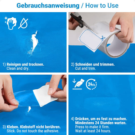 ecooe Reparatietape voor tenten, 8 cm x 5 m, reparatietape, professioneel, waterdicht, transparant, voor het repareren van luifels, tent, pvc-coating, paviljoen, vrachtwagenzeil - happygetfit.com