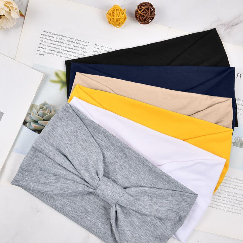 Charger l’image dans la visionneuse de galerie, Elastische haarbanden dames 4 stuks van zachte polyesterstof met brede pasvorm voor yoga en fitness – sporthaarbanden – tulbandhoofdbanden - happygetfit.com

