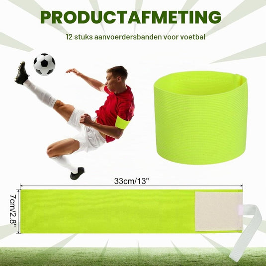 Elastische voetbal aanvoerdersband 33x7 cm (18 stuks) - Verstelbare kapiteinsband met klittenband - Aanvoerdersband sport & teamtraining - happygetfit.com