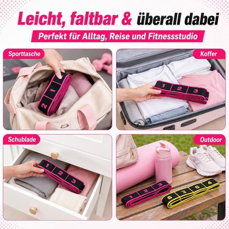 Laad afbeelding in Galerijviewer, Elastische yoga stretchbanden set van 2 roze geel - happygetfit.com
