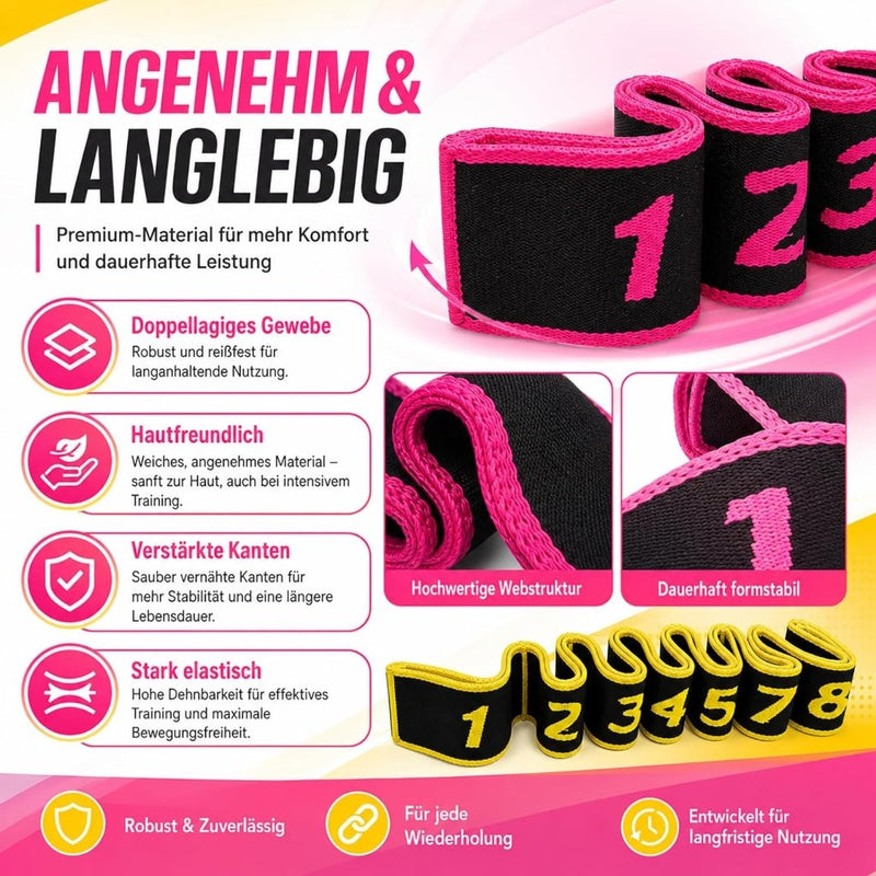 Laad afbeelding in Galerijviewer, Elastische yoga stretchbanden set van 2 roze geel - happygetfit.com
