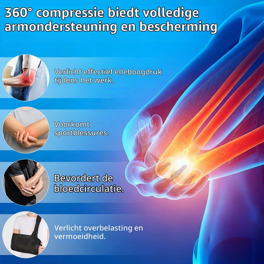 Elleboogbandage met verstelbare compressieriem van ademend nylon en elastaan voor sport en dagelijks gebruik – elleboogsteun – tennisarmbandage - happygetfit.com