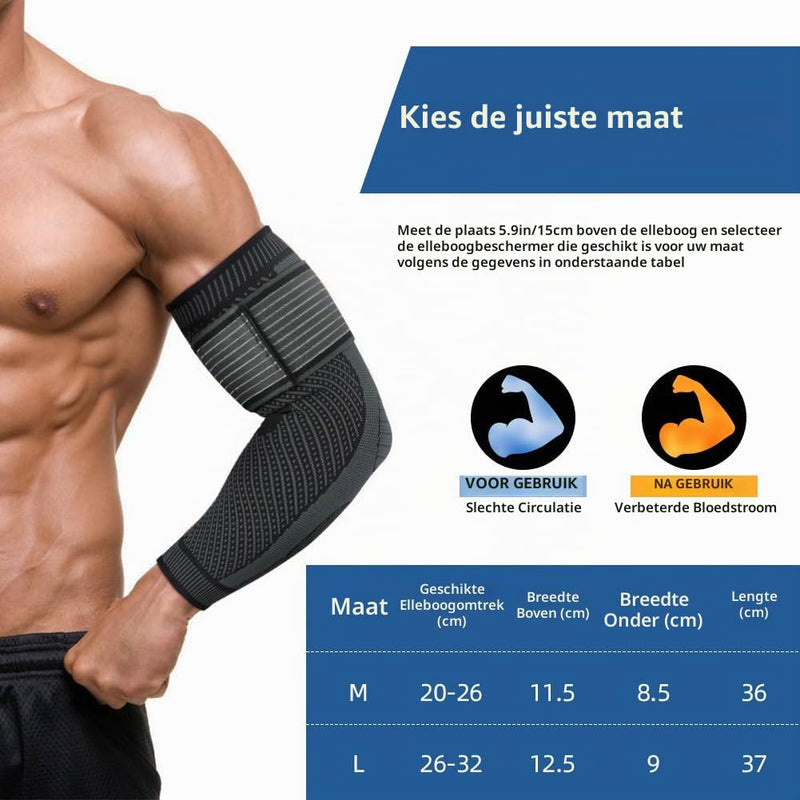 Bild im Galerie-Viewer laden, Elleboogbandage met verstelbare compressieriem van ademend nylon en elastaan voor sport en dagelijks gebruik – elleboogsteun – tennisarmbandage - happygetfit.com
